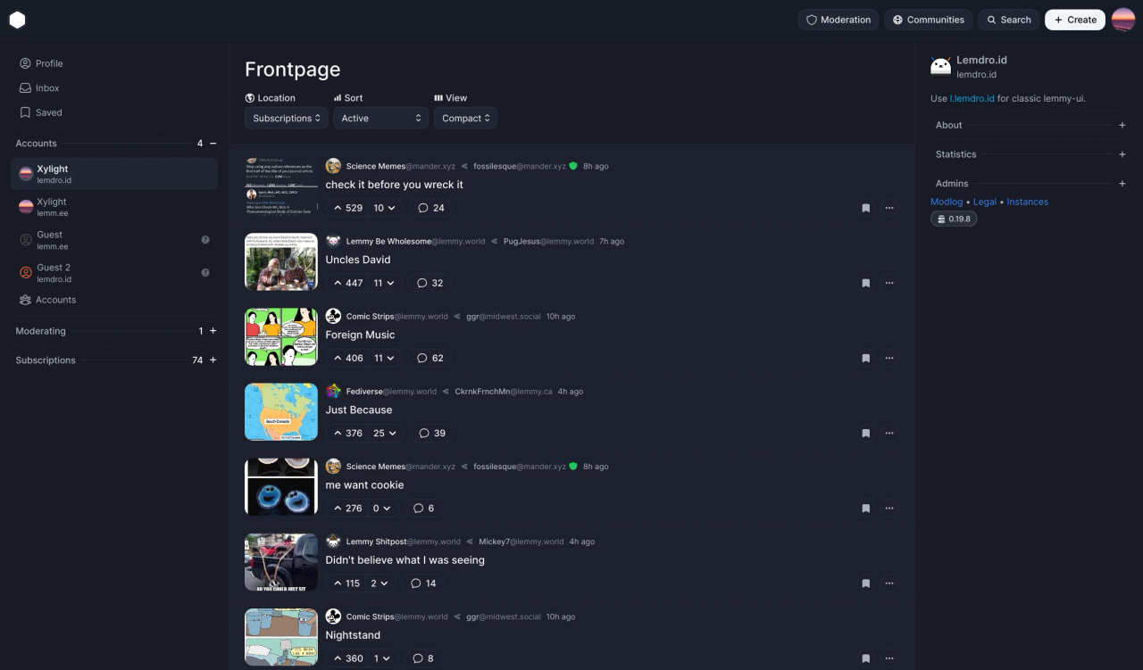 A screenshot of the interface of Photon